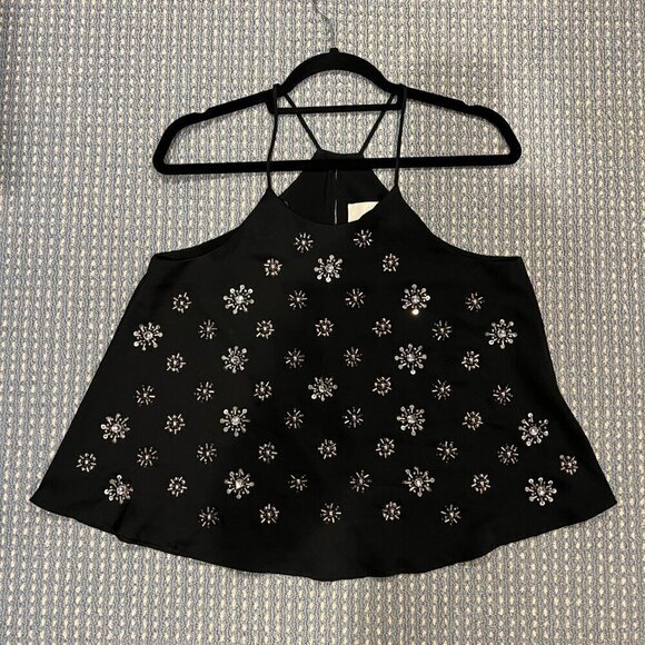 JOA Los Angeles Black Beaded Halter Camisole, Size Medium - Picture 12 of 14